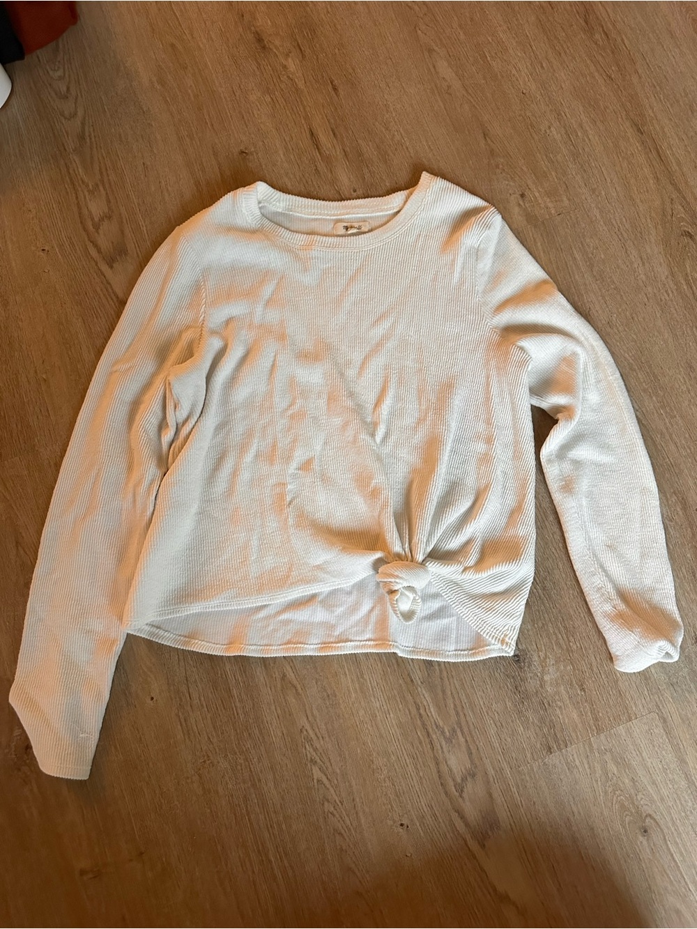 Madewell Cream Long-Sleeve Knot Front Sweatshirt